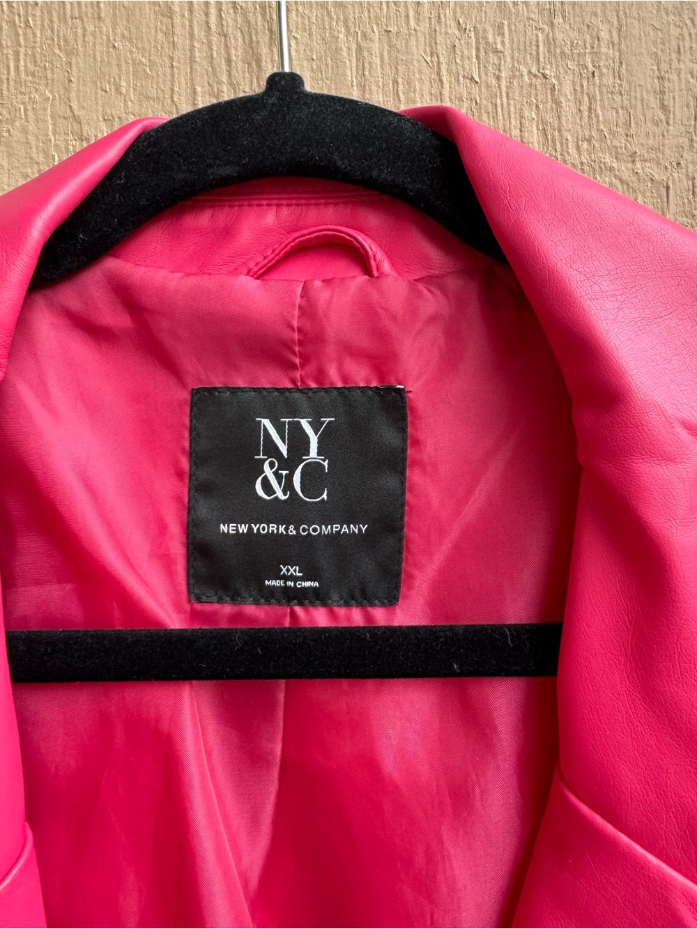 New York & Company Hot Pink Faux Leather Moto Jacket - Picture 2 of 2
